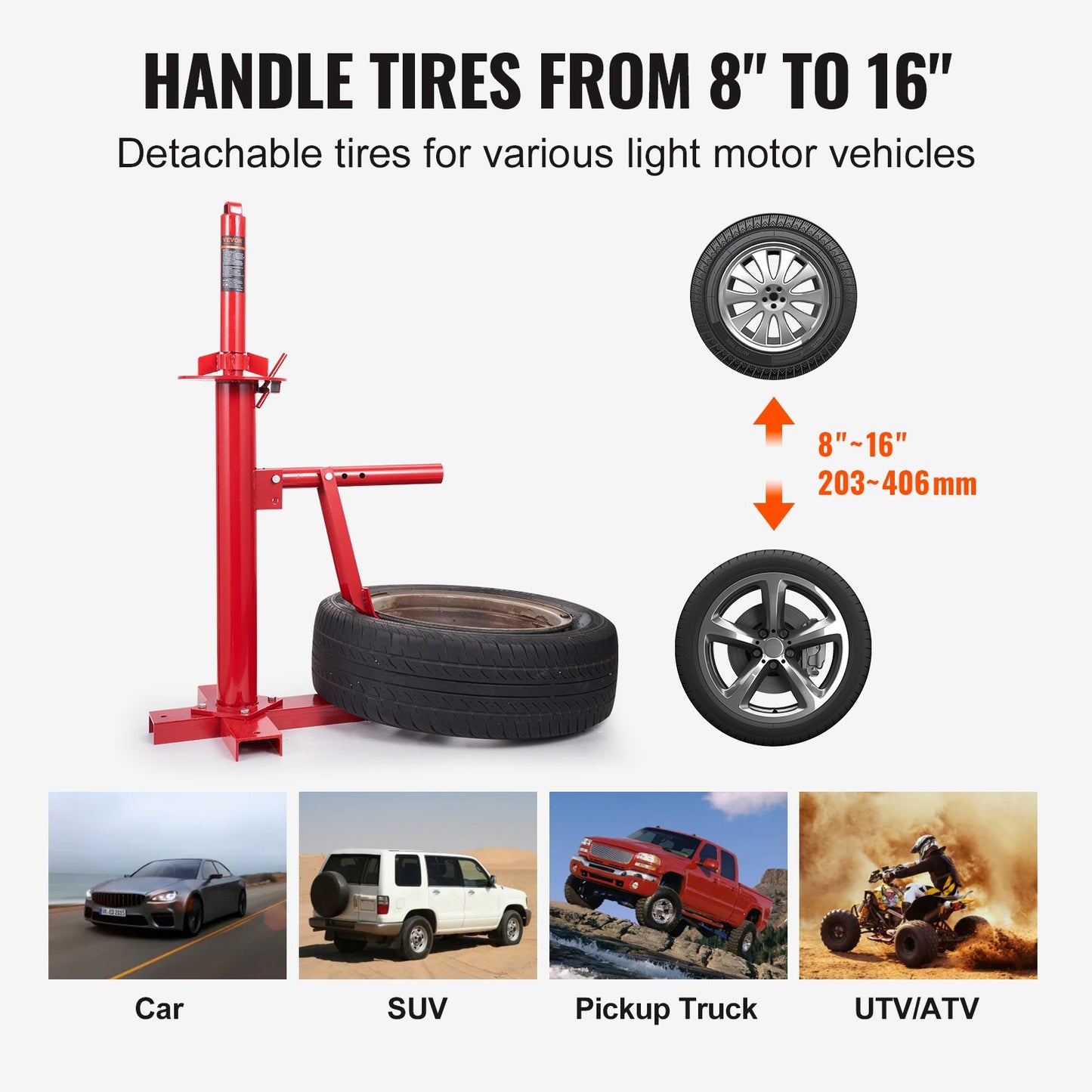 VEVOR Manual Tire Changer, Portable Hand Bead Breaker Mounting Tool for 203 - 406