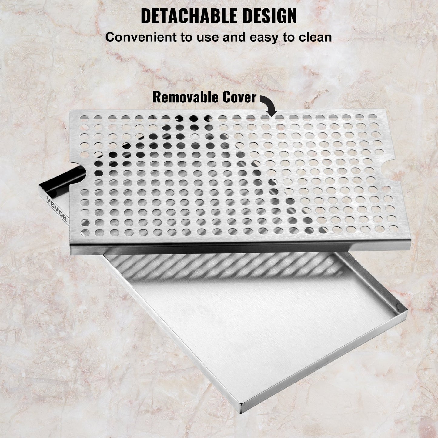 VEVOR Beer Drip Tray 304 Stainless Steel Kegerator Drip Trays with Non-Slip Pads