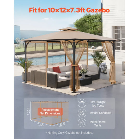 VEVOR Replacement Mesh Gazebo Netting Screen for 10x12x7.3 ft Patio, Net Only