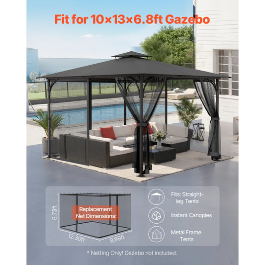 VEVOR Replacement Mesh Gazebo Netting Screen for 10x13x6.8 ft Patio, Net Only