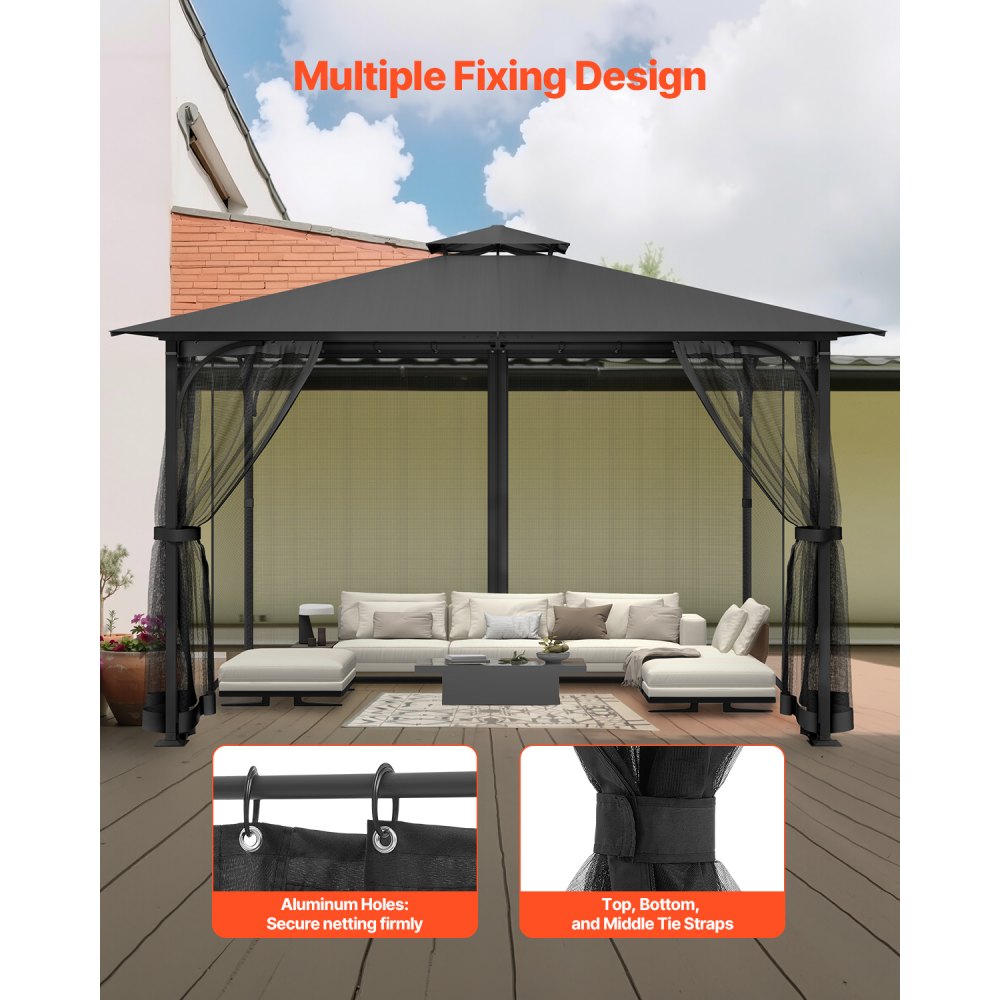 VEVOR Replacement Mesh Gazebo Netting Screen for 10x13x6.8 ft Patio, Net Only
