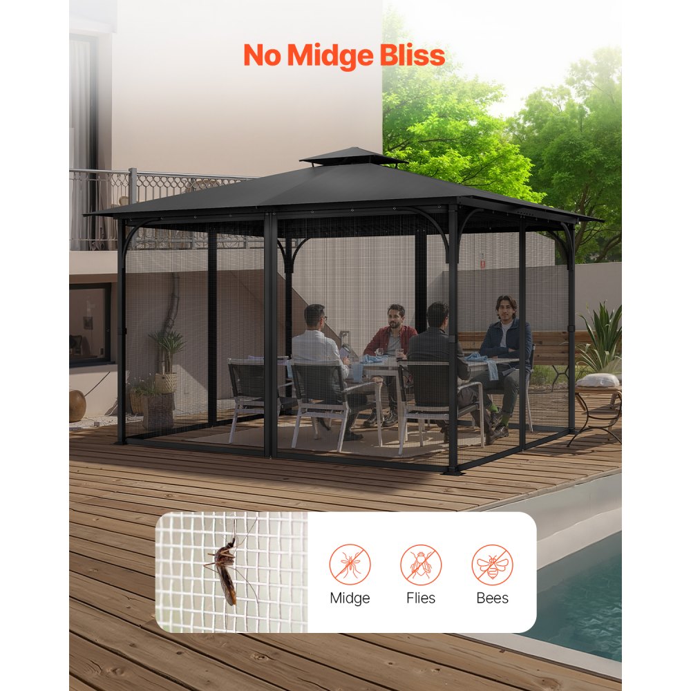 VEVOR Replacement Mesh Gazebo Netting Screen for 10x13x6.8 ft Patio, Net Only