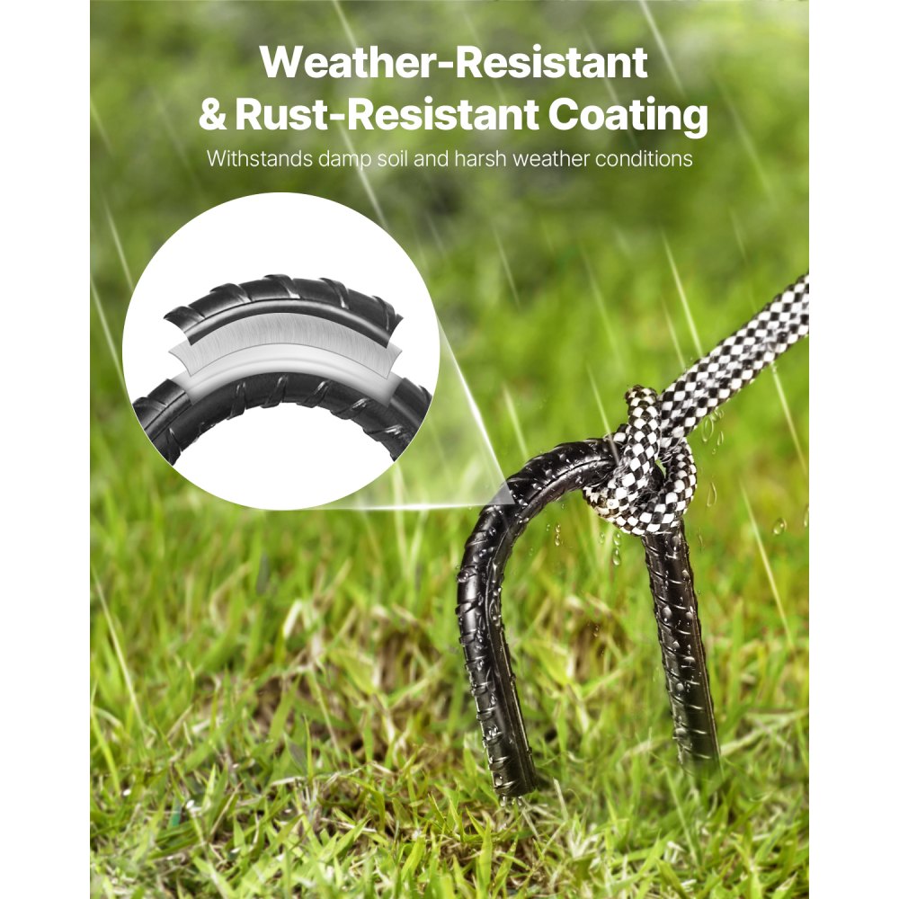 304.8 mm 16 Pack Rebar Stakes Heavy Duty J Hook Galvanized Ground Anchors