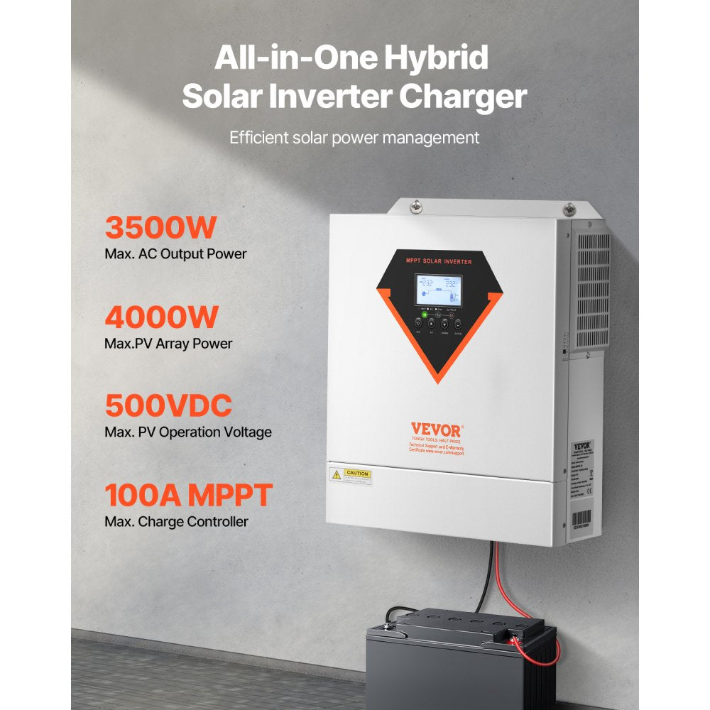 VEVOR Hybrid Solar Inverter Charger 3500W 220/230V Built-in 100A MPPT Controller