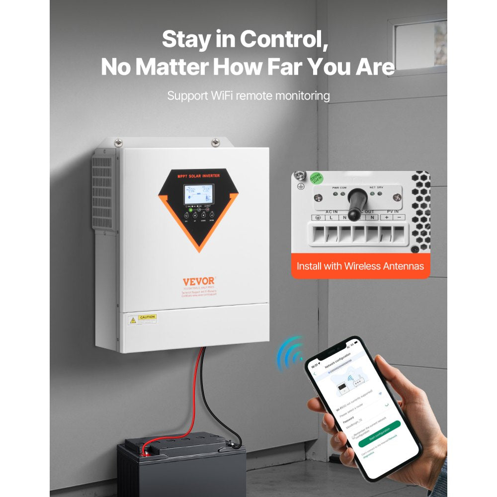 VEVOR Hybrid Solar Inverter Charger 3500W 220/230V Built-in 100A MPPT Controller