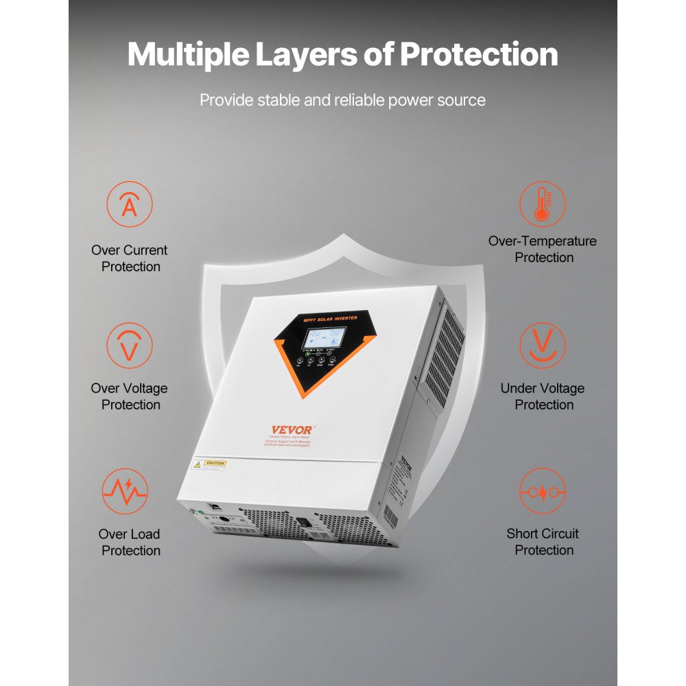 VEVOR Hybrid Solar Inverter Charger 3500W 220/230V Built-in 100A MPPT Controller