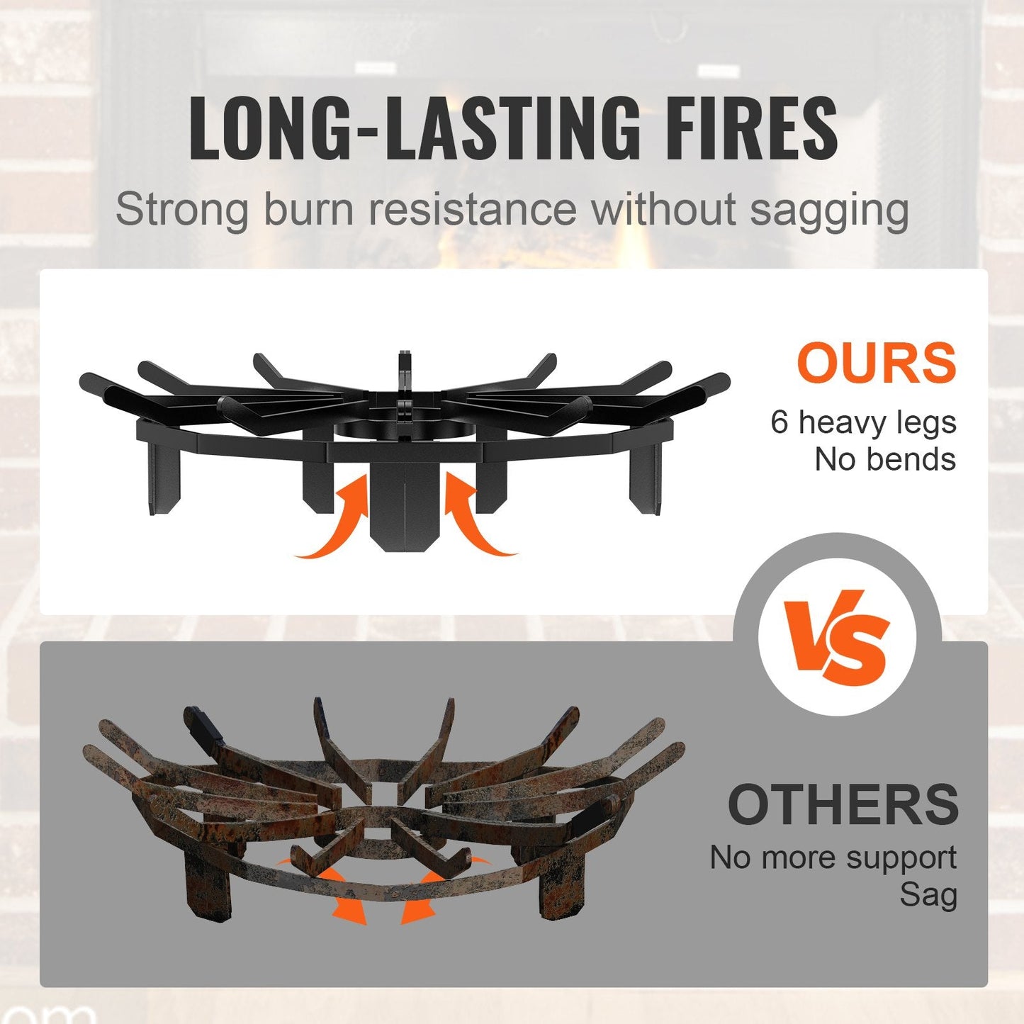 Heavy Duty 0.69m Fire Grate with 6 Legs for Stoves and Outdoor Fire Pits