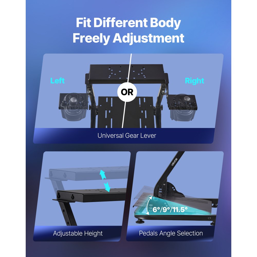 Racing Wheel Stand, Adjustable & Foldable Simulator Stand for Logitech G29 G27 G920 G923, Thrustmaster T300RS T300GT T248 TS-PC TSXW Gaming Cockpit,Pedals Simulator NOT Included