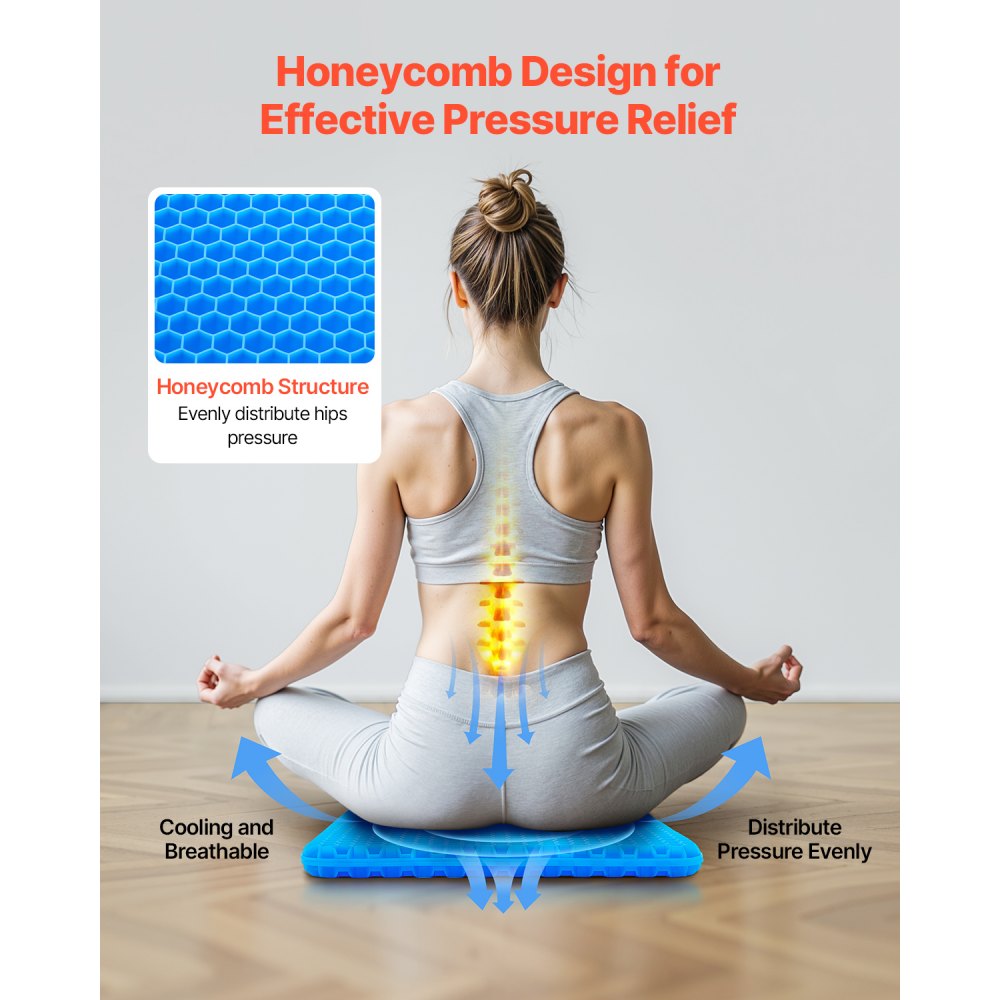 VEVOR Seat Cushion Cooling Gel Seat Chair Cushion for Hips Back Pressure Relief