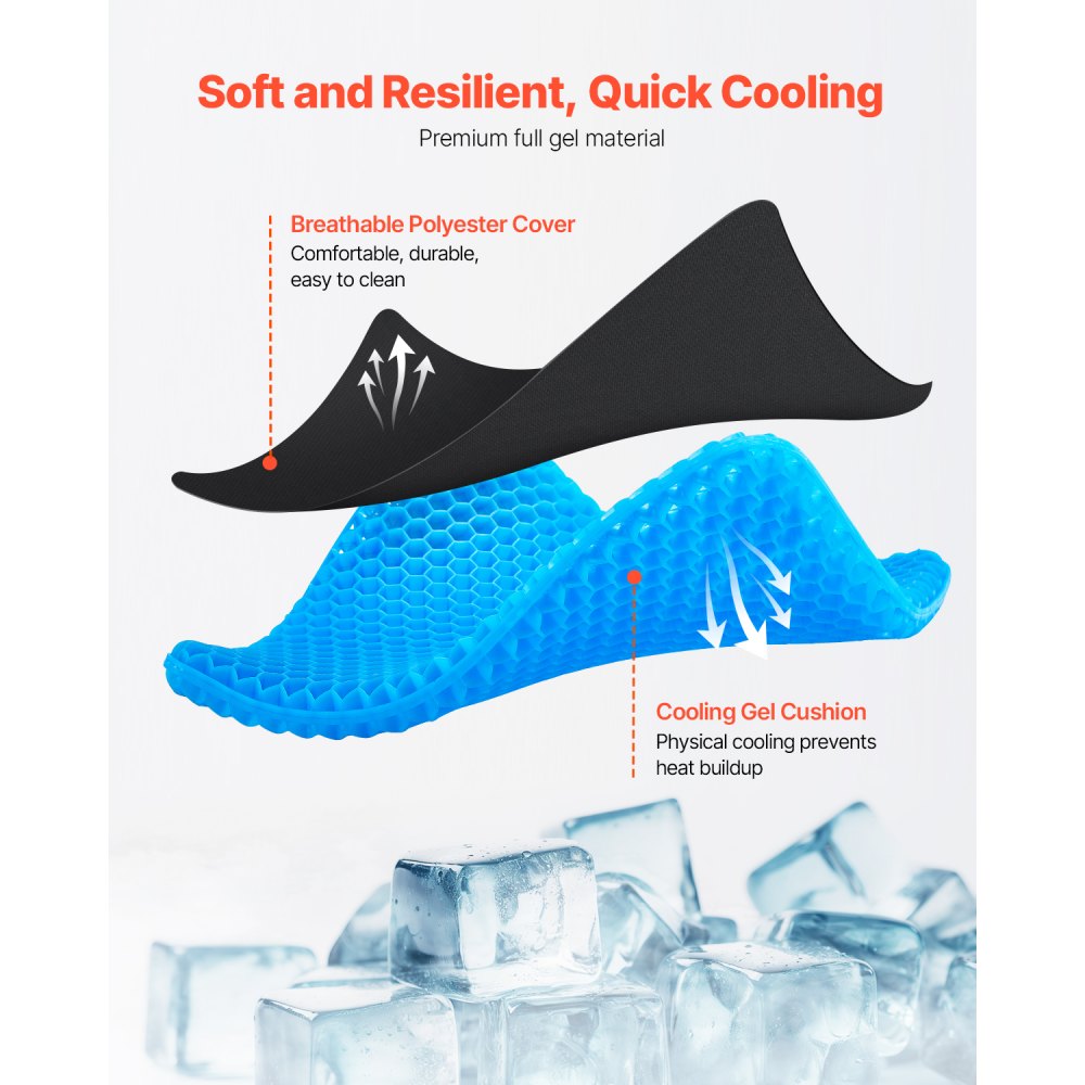 VEVOR Seat Cushion Cooling Gel Seat Chair Cushion for Hips Back Pressure Relief