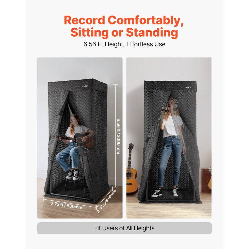 200 cm Portable Vocal Booth Recording Booth with Travel Bag for Podcasts