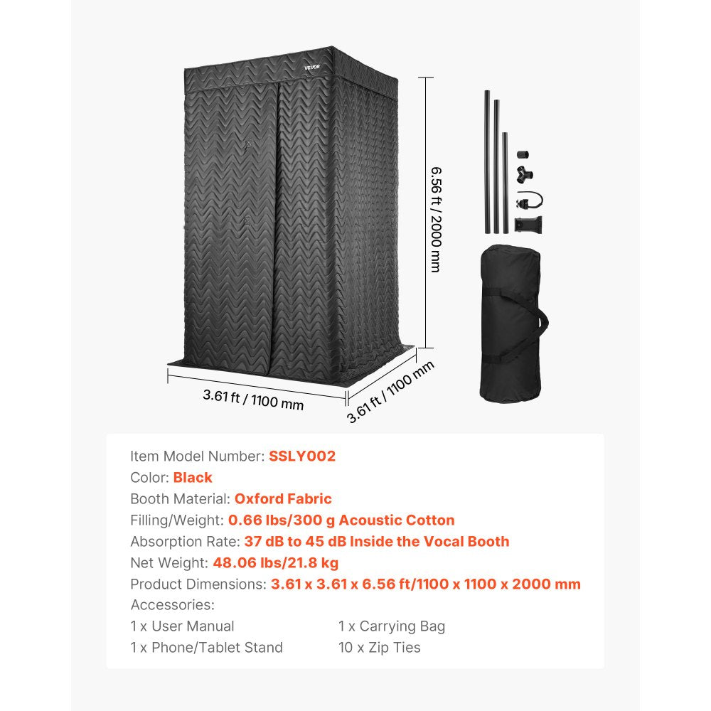 200 cm Portable Vocal Booth Pro-Grade Recording Studio for Voiceovers
