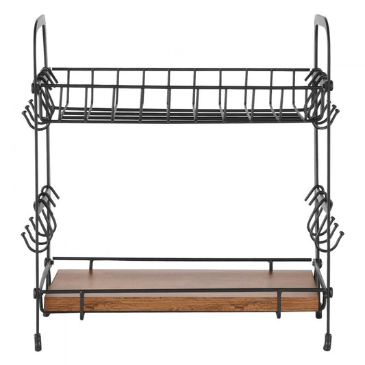 VEVOR 2 Tier Coffee Bar Organizer for Countertop w/ 12 Movable Hooks Mug Holder