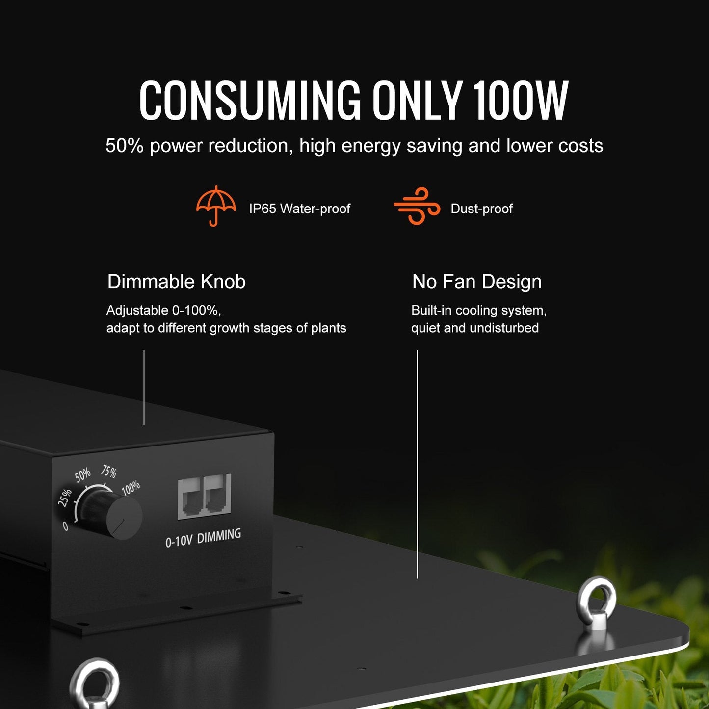 200W Full Spectrum LED Grow Light with Dimmable Samsung Diodes for Indoor Plants