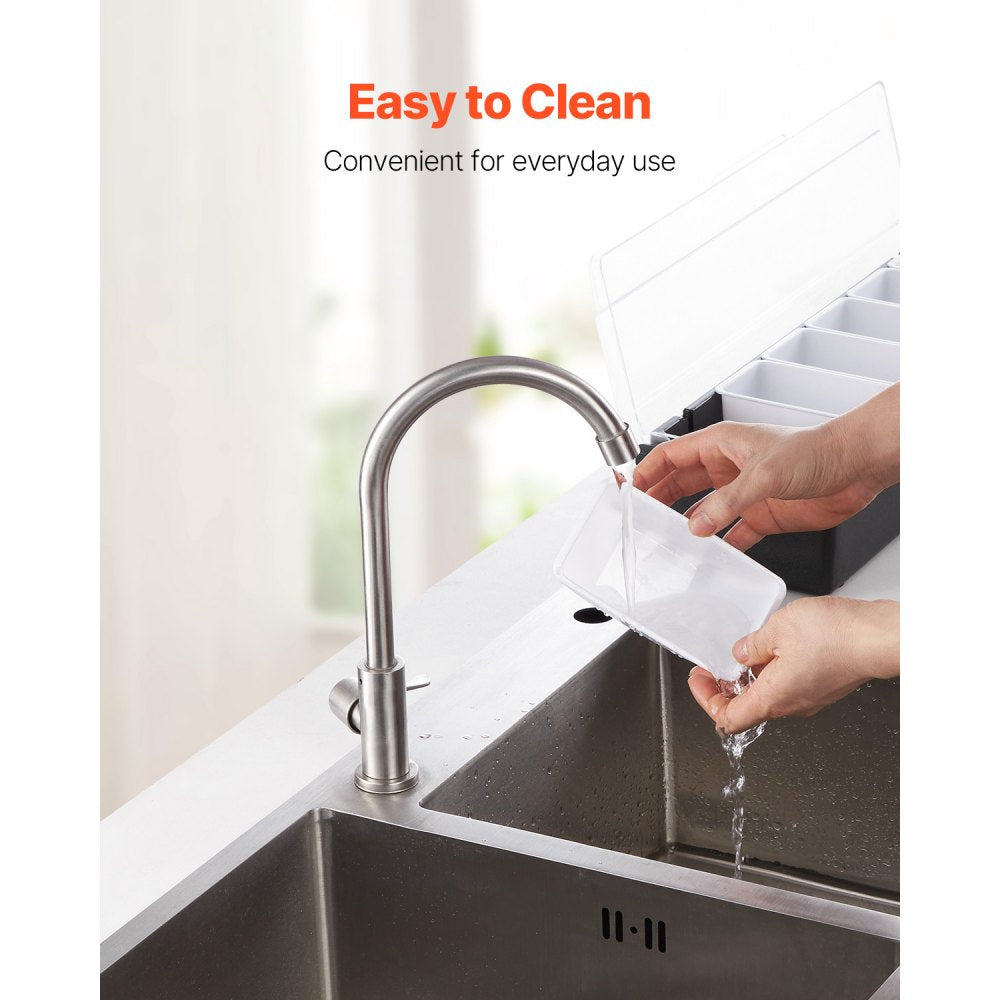 VEVOR Chilled Condiment Server 6 Compartment Cold Serving Tray with Clear Lid