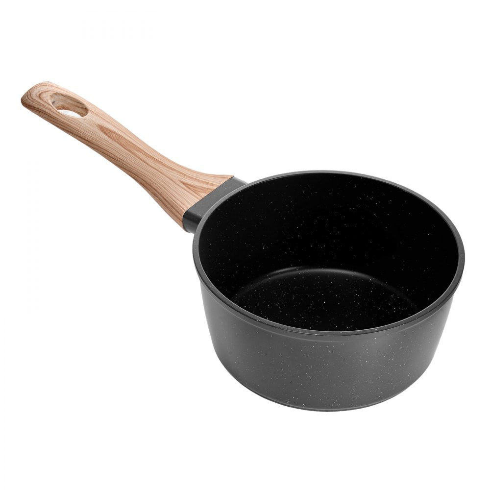 1.5 QT Saucepan Nonstick Saucepan with Glass Lid & Detachable Handle Black