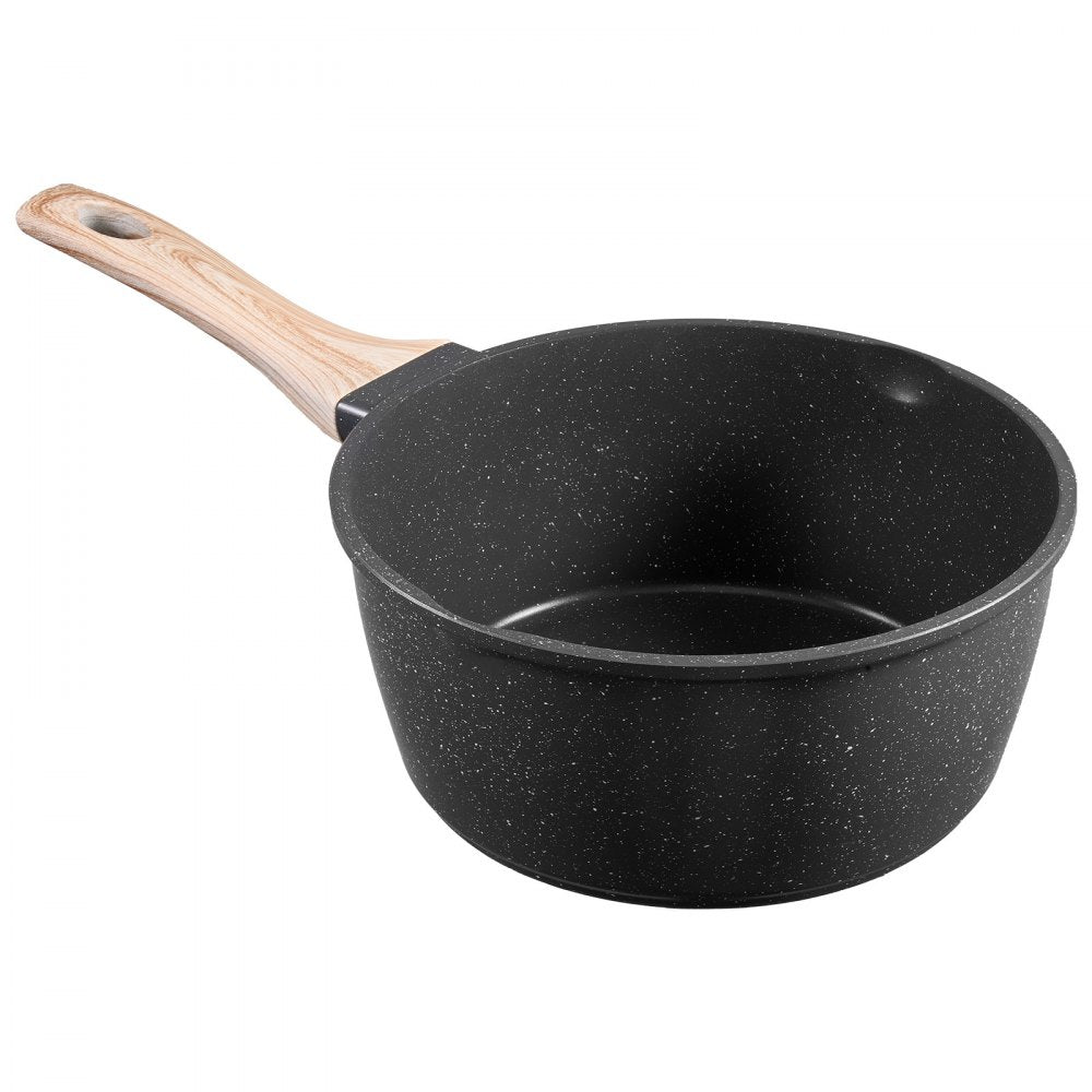 2.5 QT Saucepan Nonstick Saucepan with Glass Lid & Detachable Handle Black