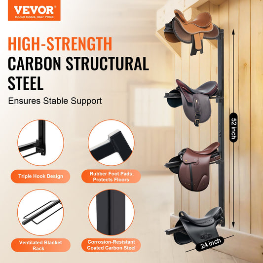 VEVOR Wall Mount Saddle Rack Four Tiers Western & English Horse Saddle Holder