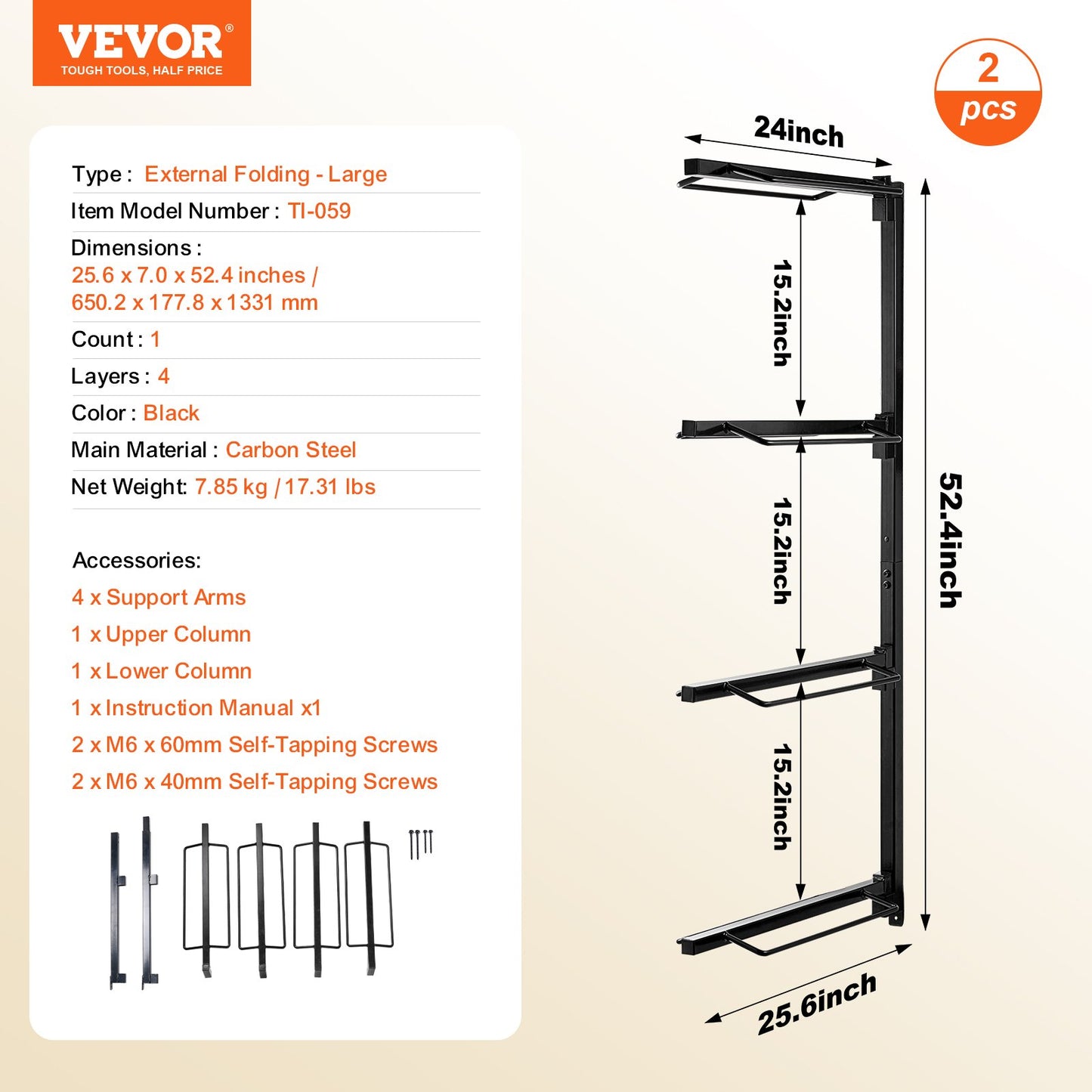 VEVOR Wall Mount Saddle Rack Four Tiers Western & English Horse Saddle Holder