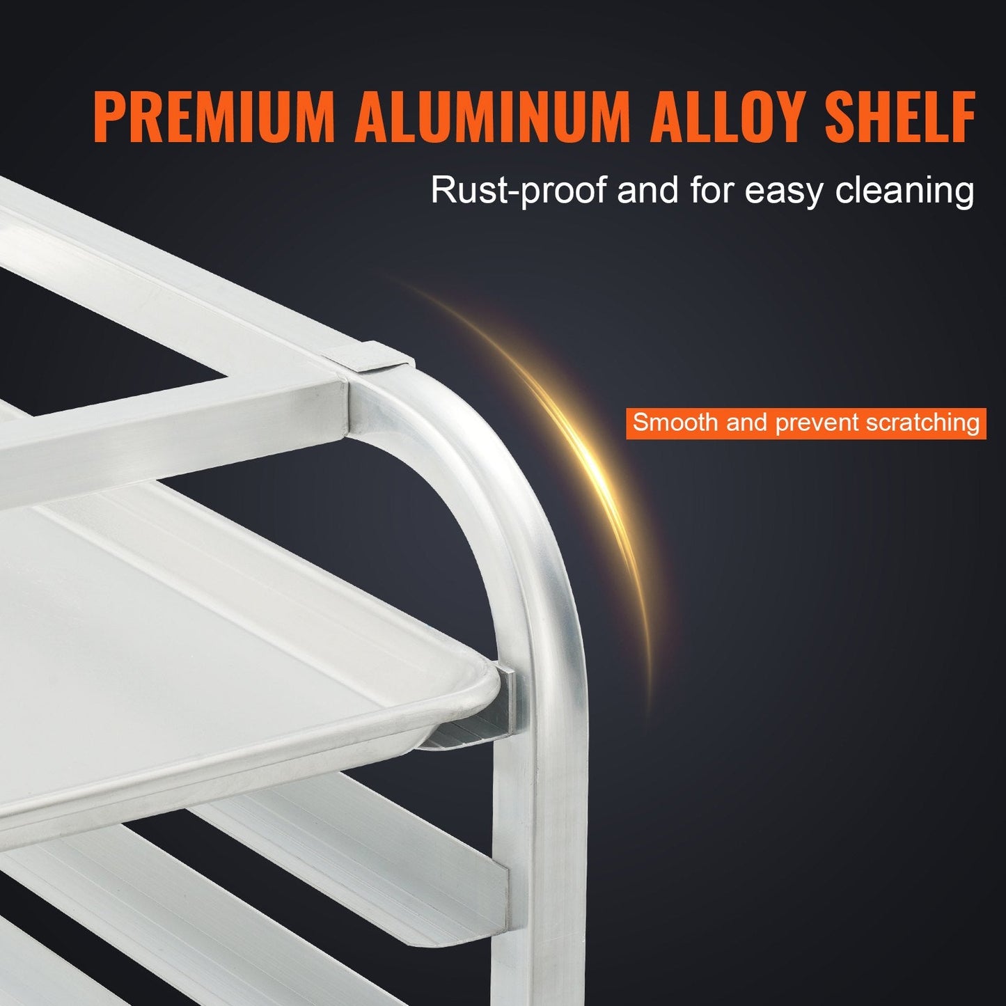 20-Tier Aluminum Bakery Rack with Lockable Wheels, 1.76 m High, 240 kg Capacity