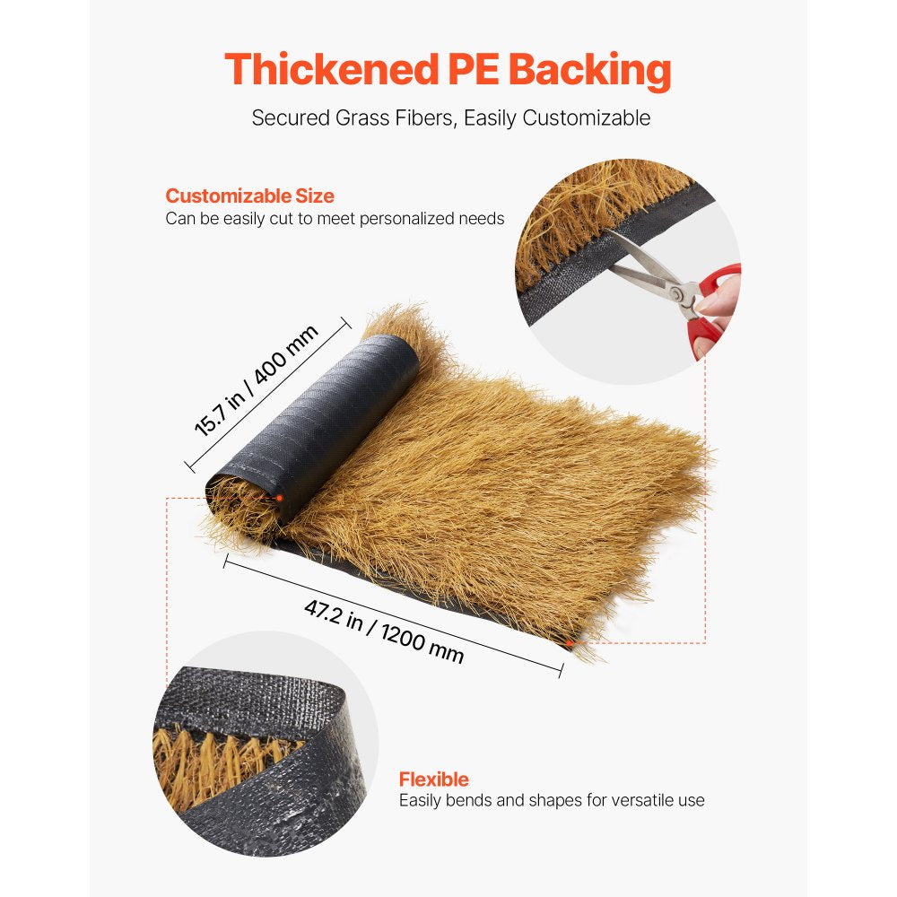 VEVOR Thatch Grass Roof Roll 0.4 x 1.2 m Tiki Hut Bar Skirt Roof Party Decor