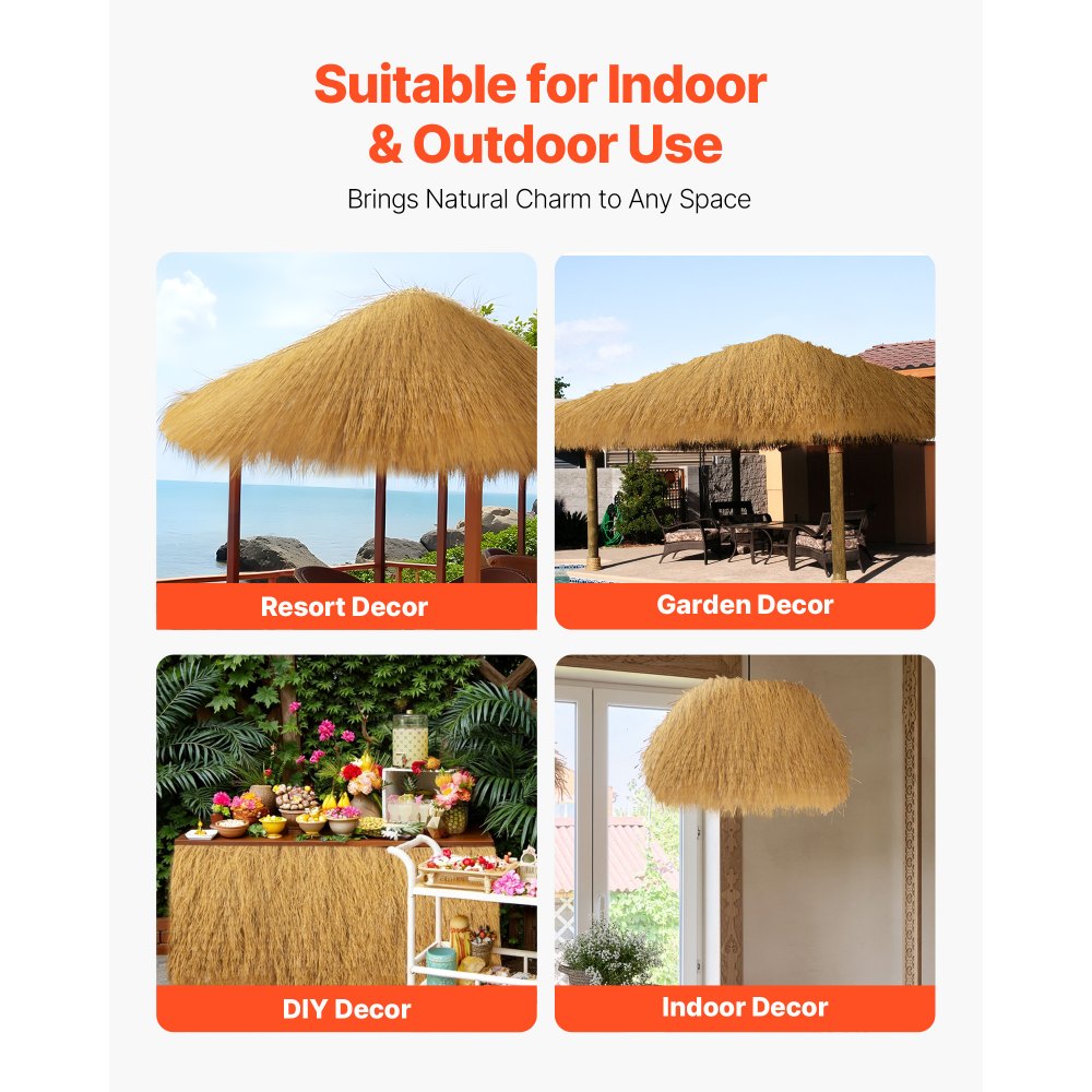 VEVOR Thatch Grass Roof Roll 0.4 x 1.2 m Tiki Hut Bar Skirt Roof Party Decor