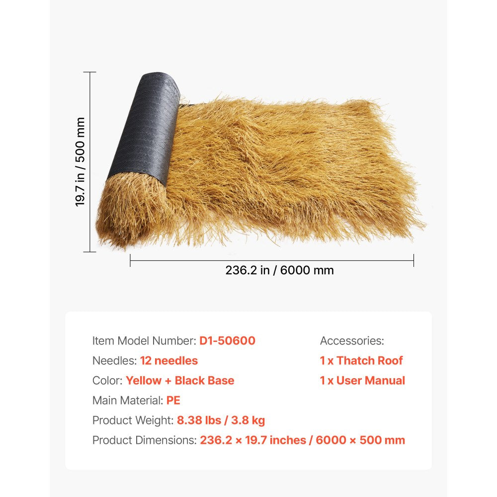 VEVOR Thatch Grass Roof Roll 0.5 x 6 m Tiki Hut Bar Skirt Roof Party Decor