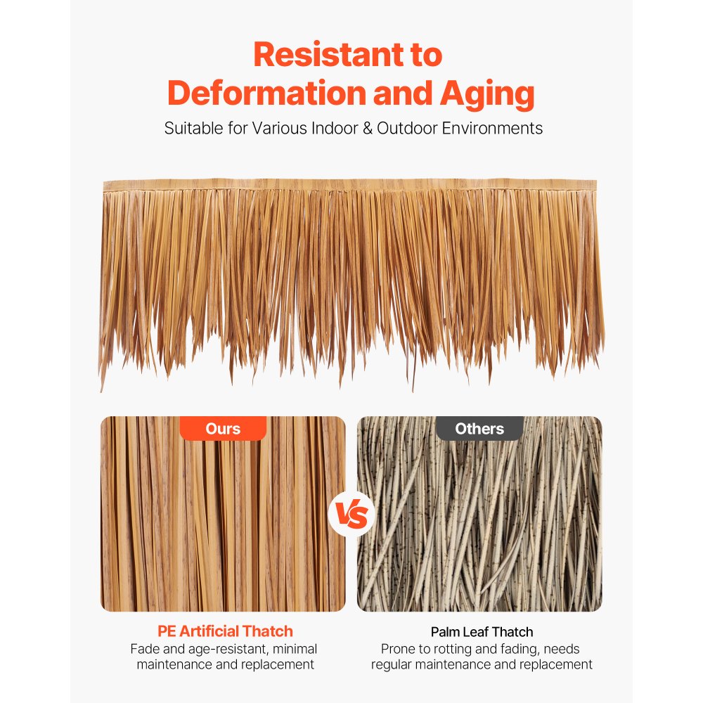 VEVOR 0.4 x 10 m Artificial Thatch Roofing Mexican Tiki Hut Grass Skirt Roof