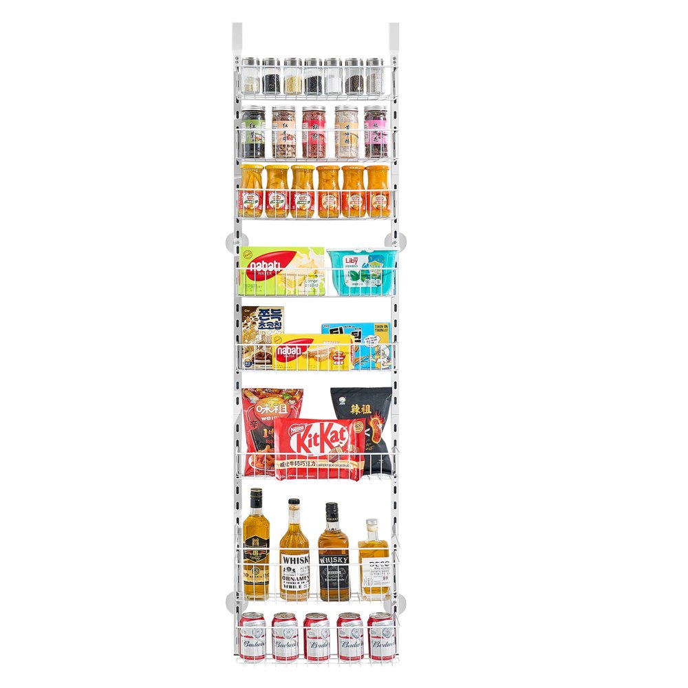 VEVOR 8-Tier Over the Door Pantry Organizer Hanging Storage Rack Adjustable