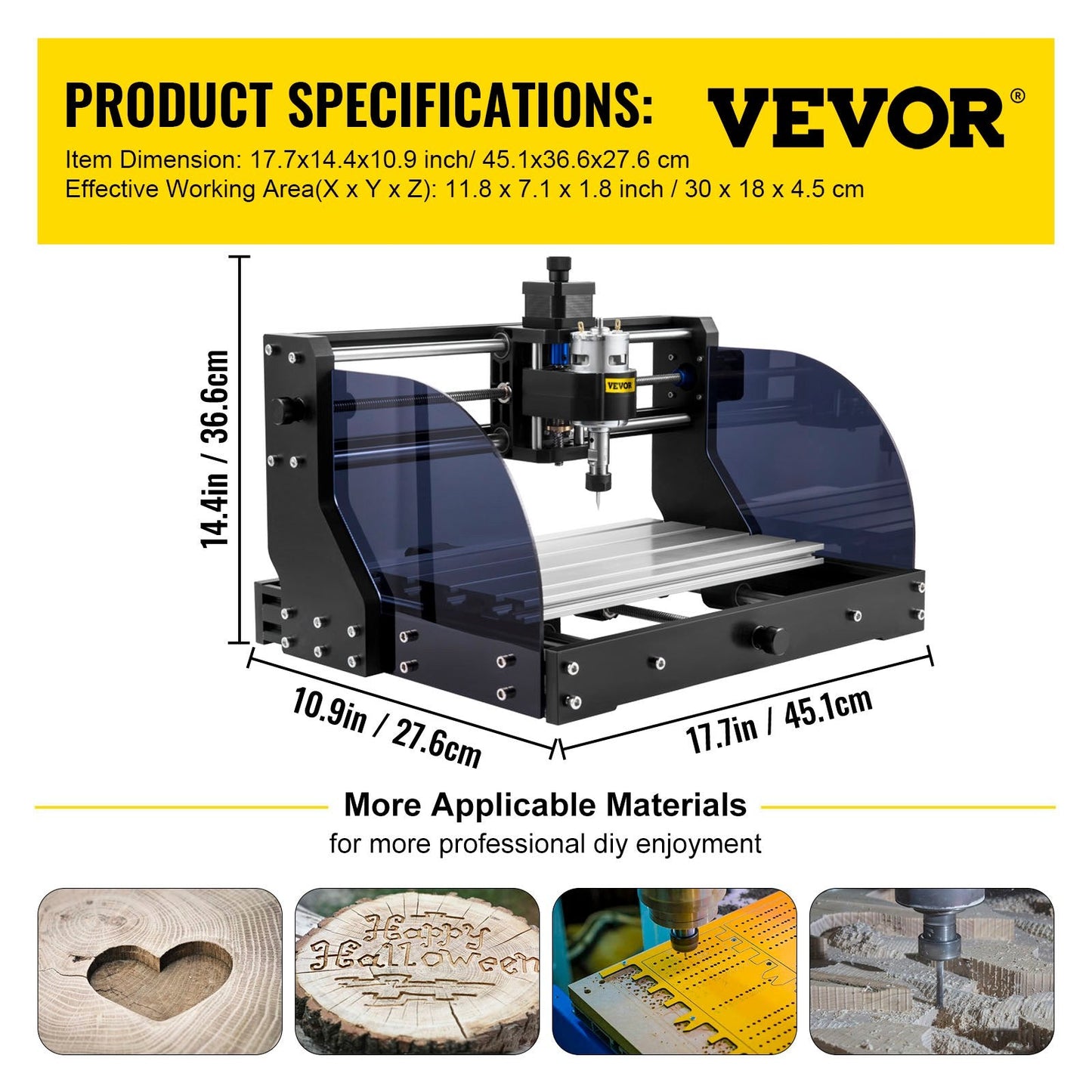 Mini CNC 3018 Pro Milling & Engraving Machine, 30 x 18 x 4.5 cm, 10000 RPM