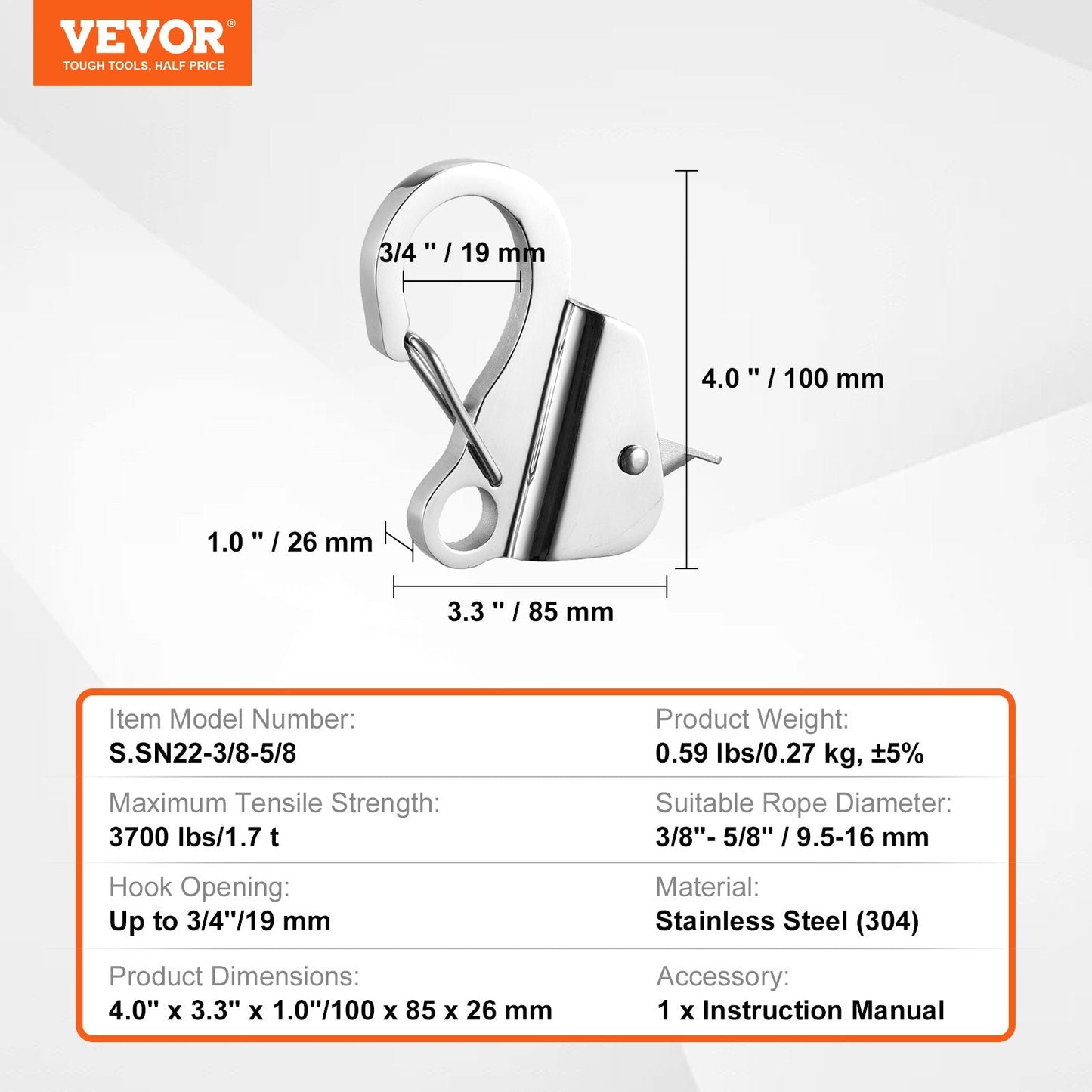 Stainless Steel Anchor Hook with Quick Release for Versatile Watersport Use