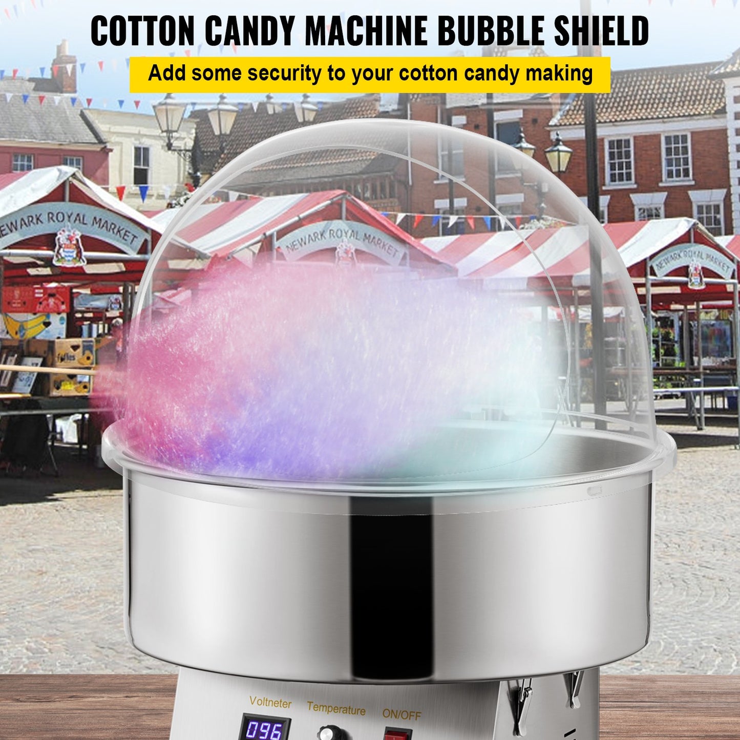 VEVOR Candy Machine Bubble Shield 20.5 Inch Clear Plastic Cotton Candy Cover for