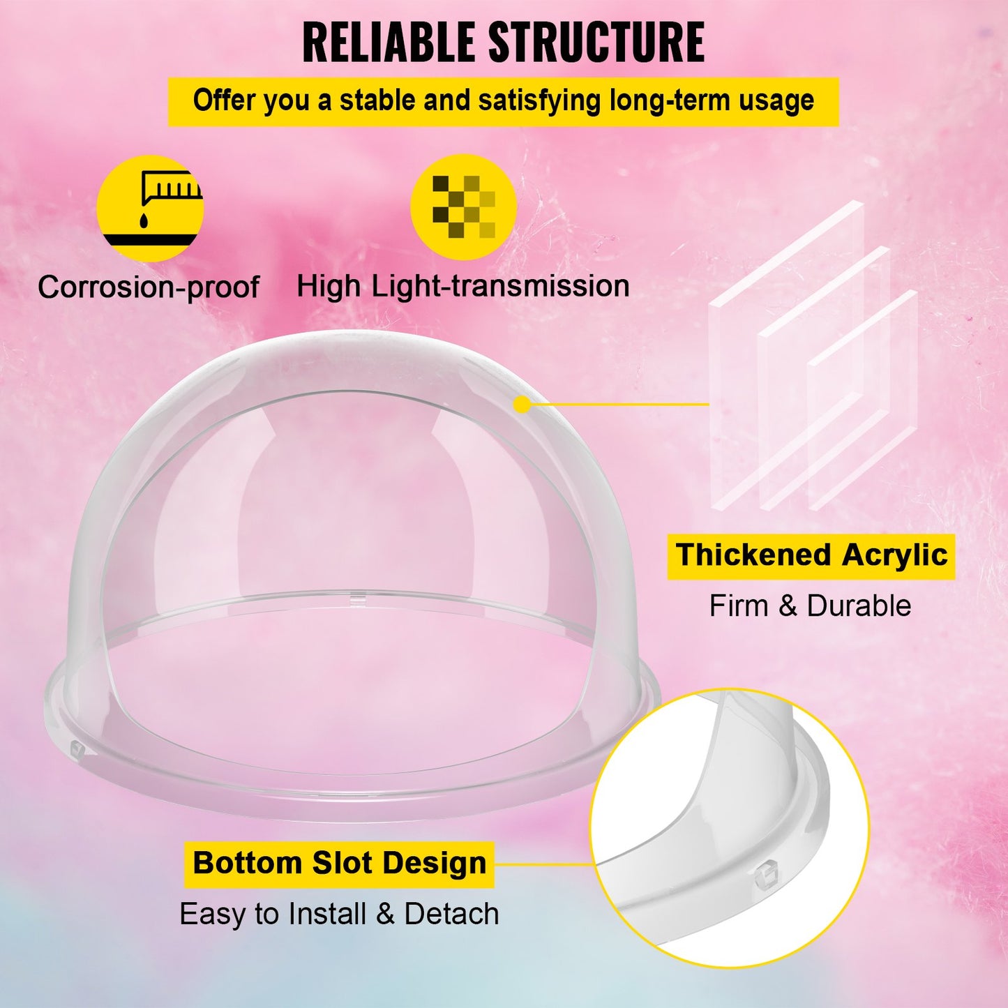 VEVOR Candy Machine Bubble Shield 20.5 Inch Clear Plastic Cotton Candy Cover for