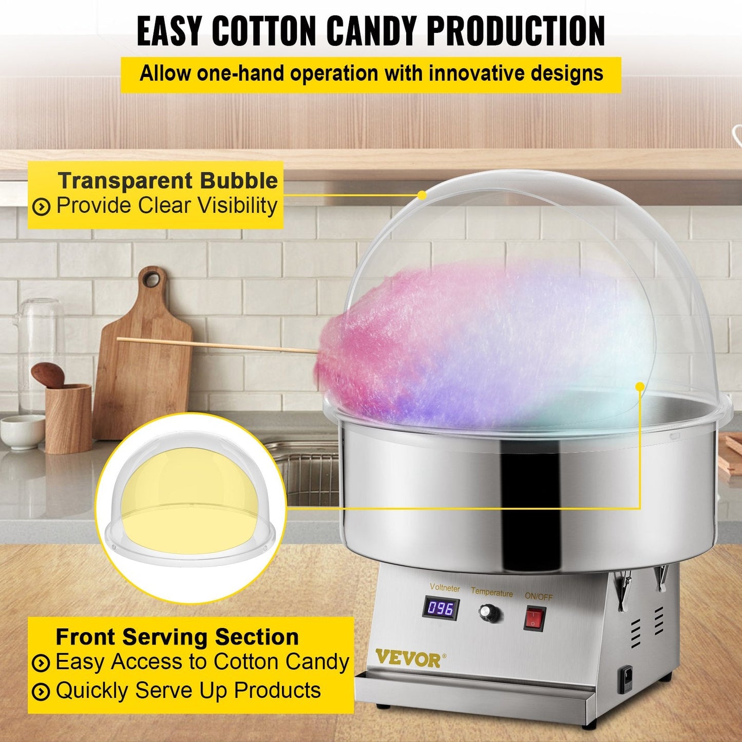 Clear Acrylic Candy Machine Cover with Serving Cut-Out, 53.5 cm Diameter