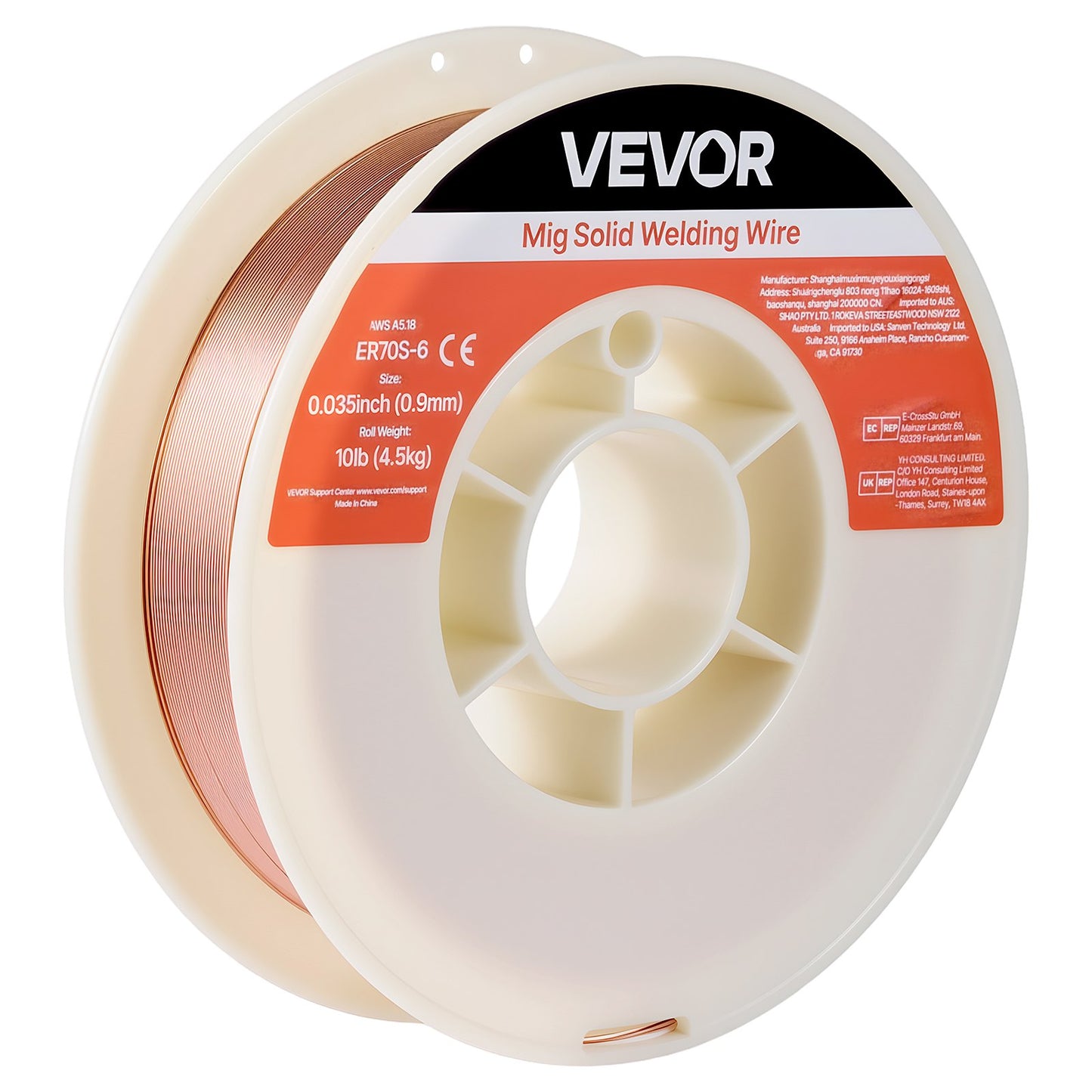 Solid MIG Welding Wire, ER70S-6 0.9mm 4.5kg, Low Spatter Mild Steel Welding Wire with High Deoxidizers for All-Position Gas Shielded Welding