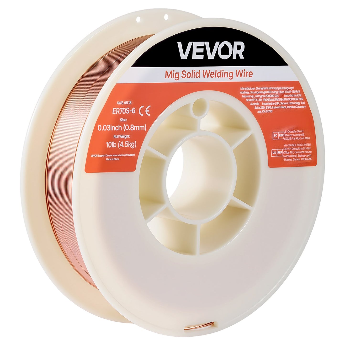 Solid MIG Welding Wire, ER70S-6 0.8mm 4.5kg, Low Spatter Mild Steel Welding Wire with High Deoxidizers for All-Position Gas Shielded Welding