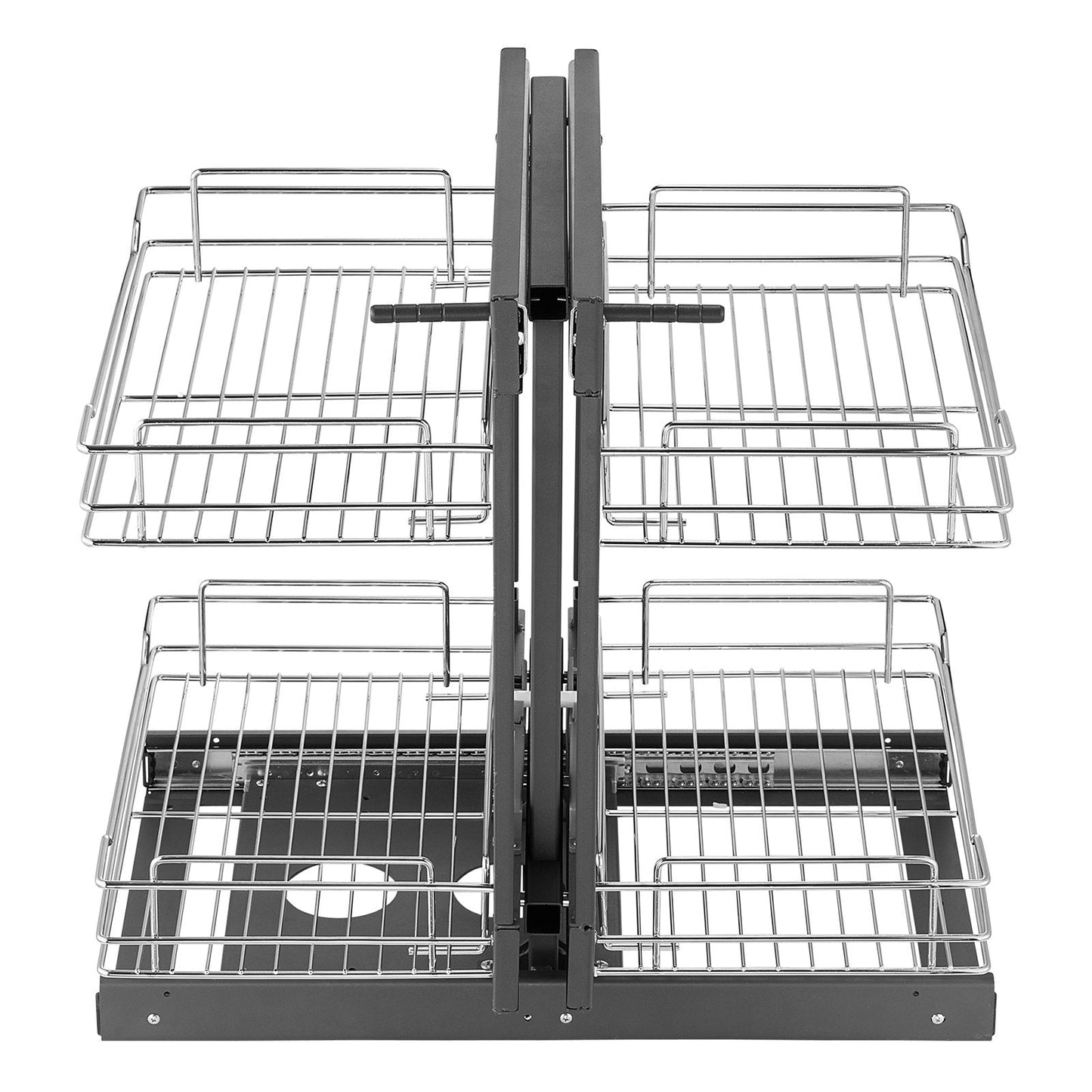 2-Tier Chrome Kitchen Organizer for Blind Corner Cabinets, 0.6m Wide, 40kg Capacity
