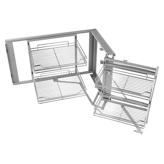 VEVOR 2 Tier Blind Corner Pull Out Organizer Chrome Kitchen Cabinet Basket
