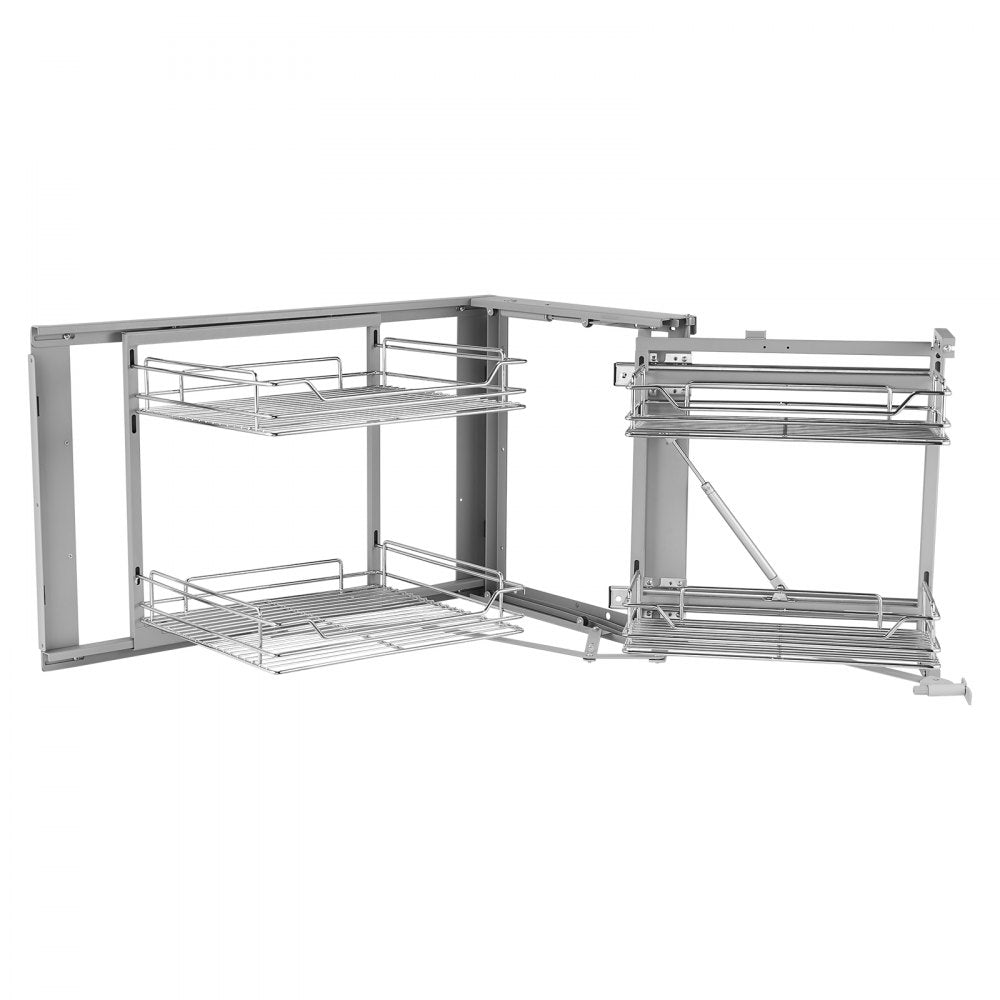 VEVOR 2 Tier Blind Corner Pull Out Organizer Chrome Kitchen Cabinet Basket