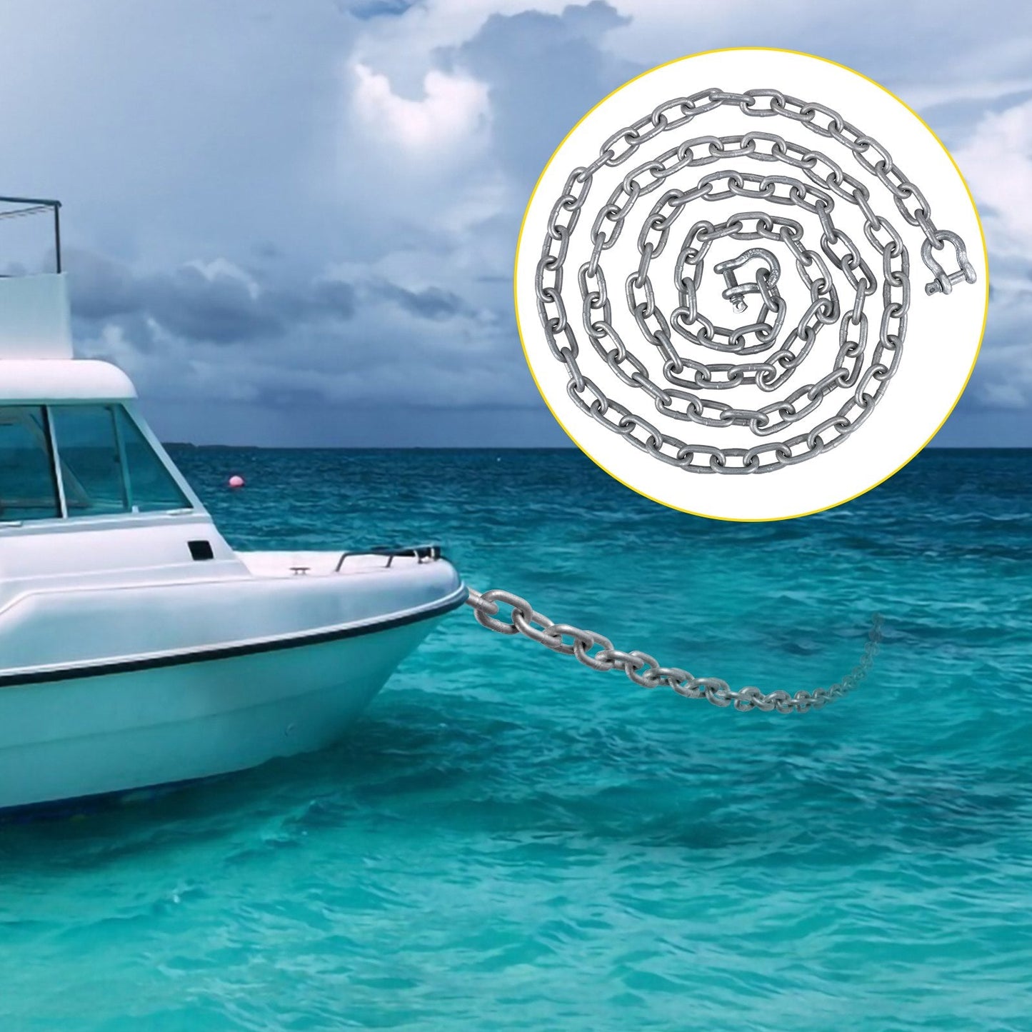 Galvanized Steel Anchor Chain 3 m x 7.9 mm with 9.5 mm Shackle for Boats