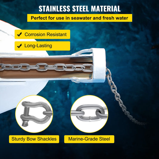 Galvanized Steel Anchor Chain 3 m x 7.9 mm with 9.5 mm Shackle for Boats