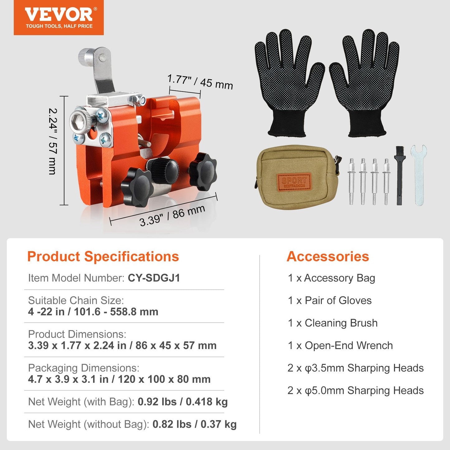 Hand Crank Chainsaw Chain Sharpener for 0.1-0.56 m Chains - Portable & Durable