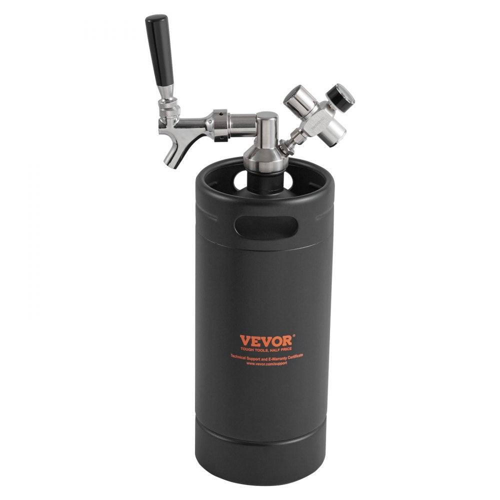VEVOR Beer Growler Tap System, 4L Mini Keg, 304 Stainless Steel Pressurized Beer Growler, Keg Growler with Pressure Display, CO2 Regulator Faucet, Leak-Proof Ring For Draft, Homebrew, Craft Beer