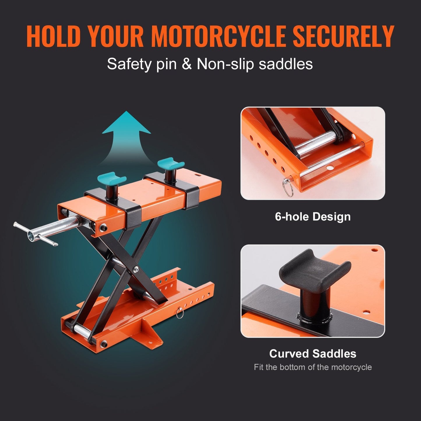 Motorcycle Scissor Jack Stand 0.5 Ton Capacity with Saddle for ATV & Dirt Bike