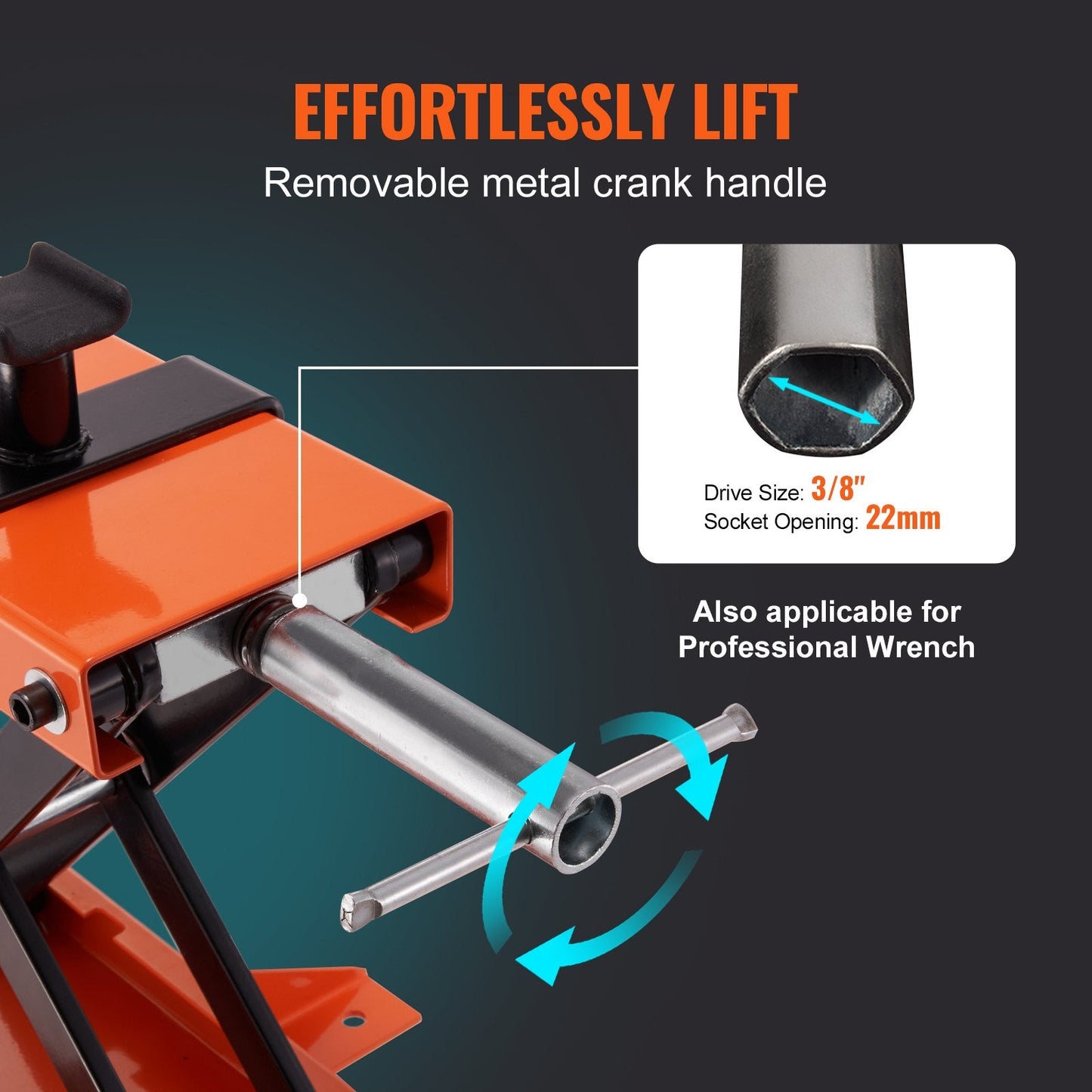 Motorcycle Scissor Jack Stand 0.5 Ton Capacity with Saddle for ATV & Dirt Bike