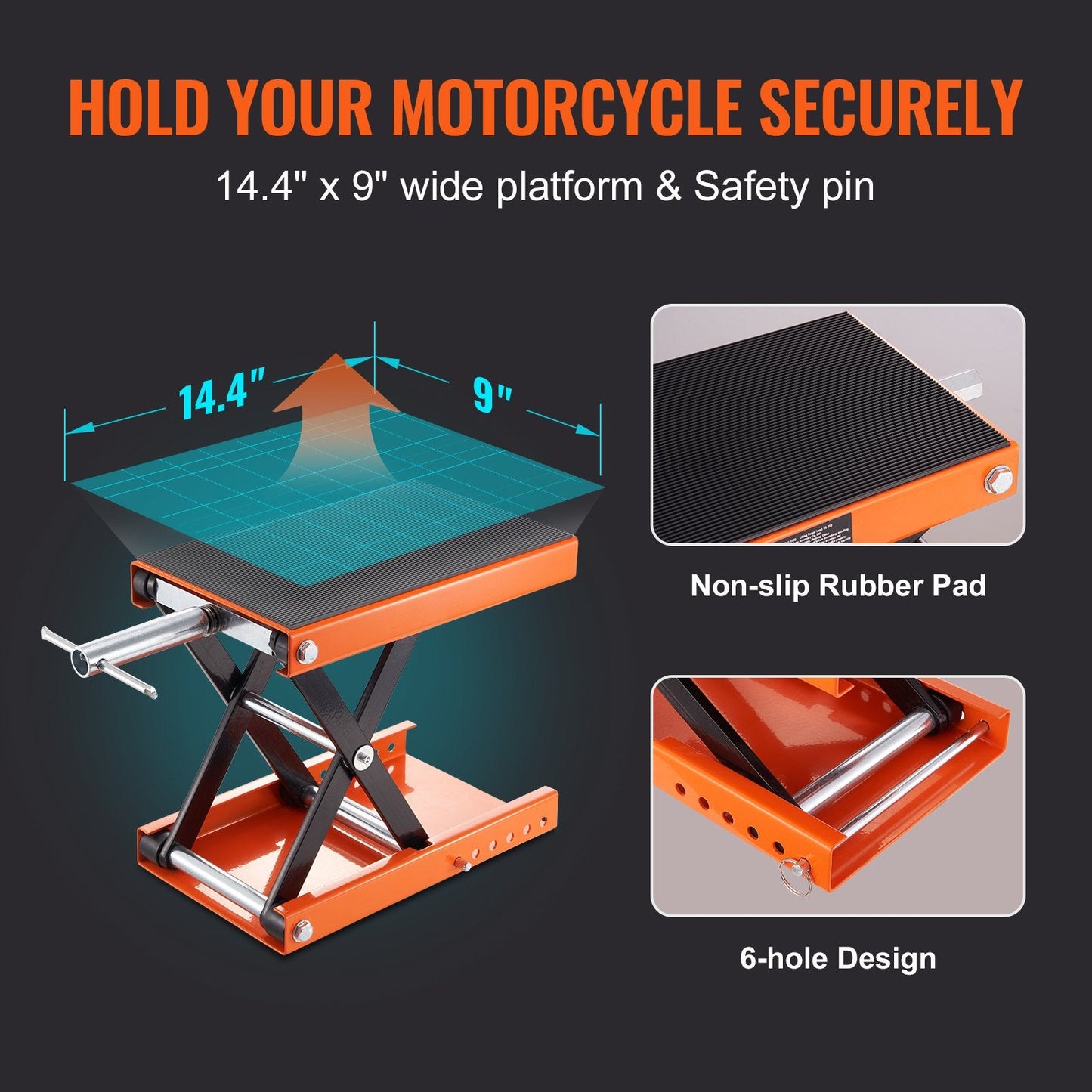 Heavy-Duty Motorcycle Scissor Lift Jack with Wide Platform, 500 kg Capacity