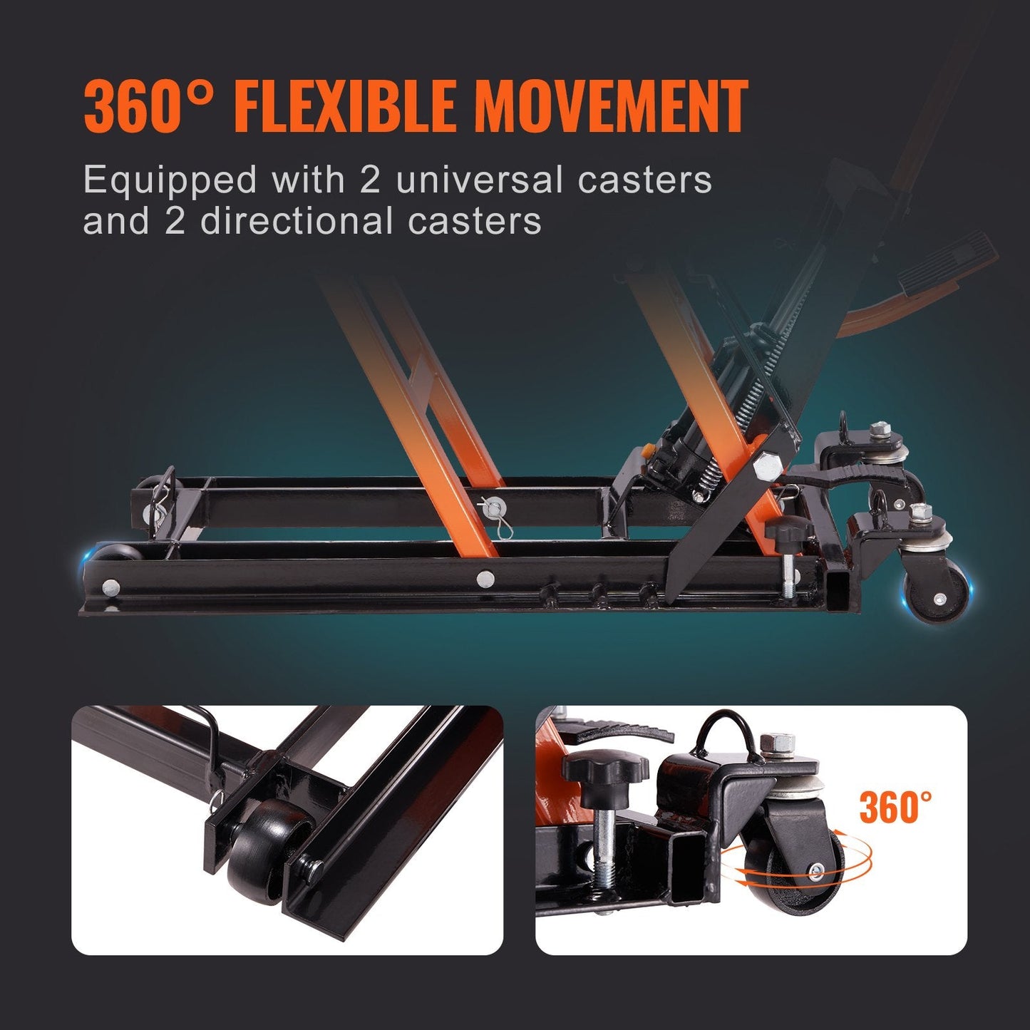 Hydraulic Motorcycle Jack with 0.7 Ton Capacity and Safety Lock, 120-385 mm Range