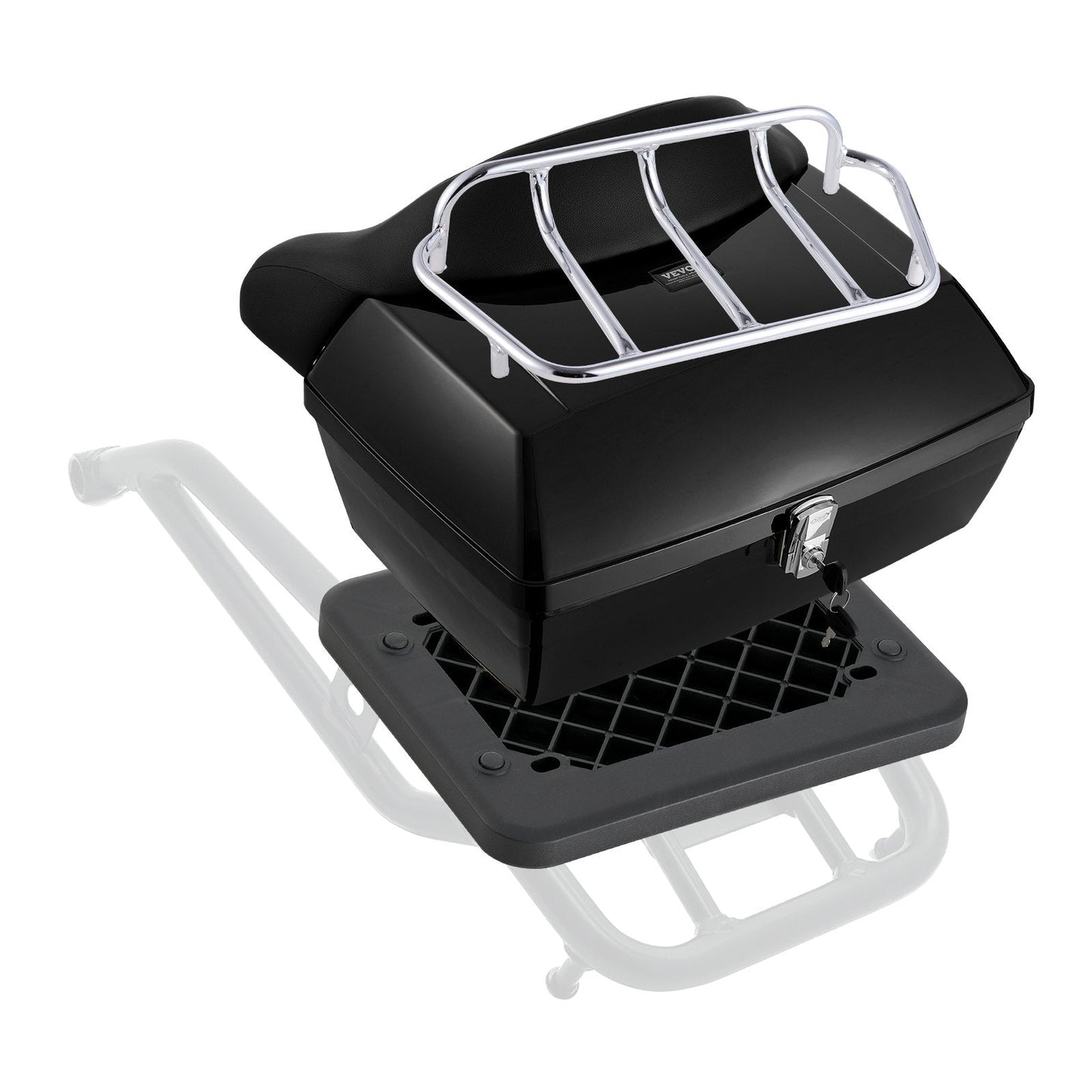 48L Motorbike Tail Case with Reflective Panel and Steel Rack - Universal Fit