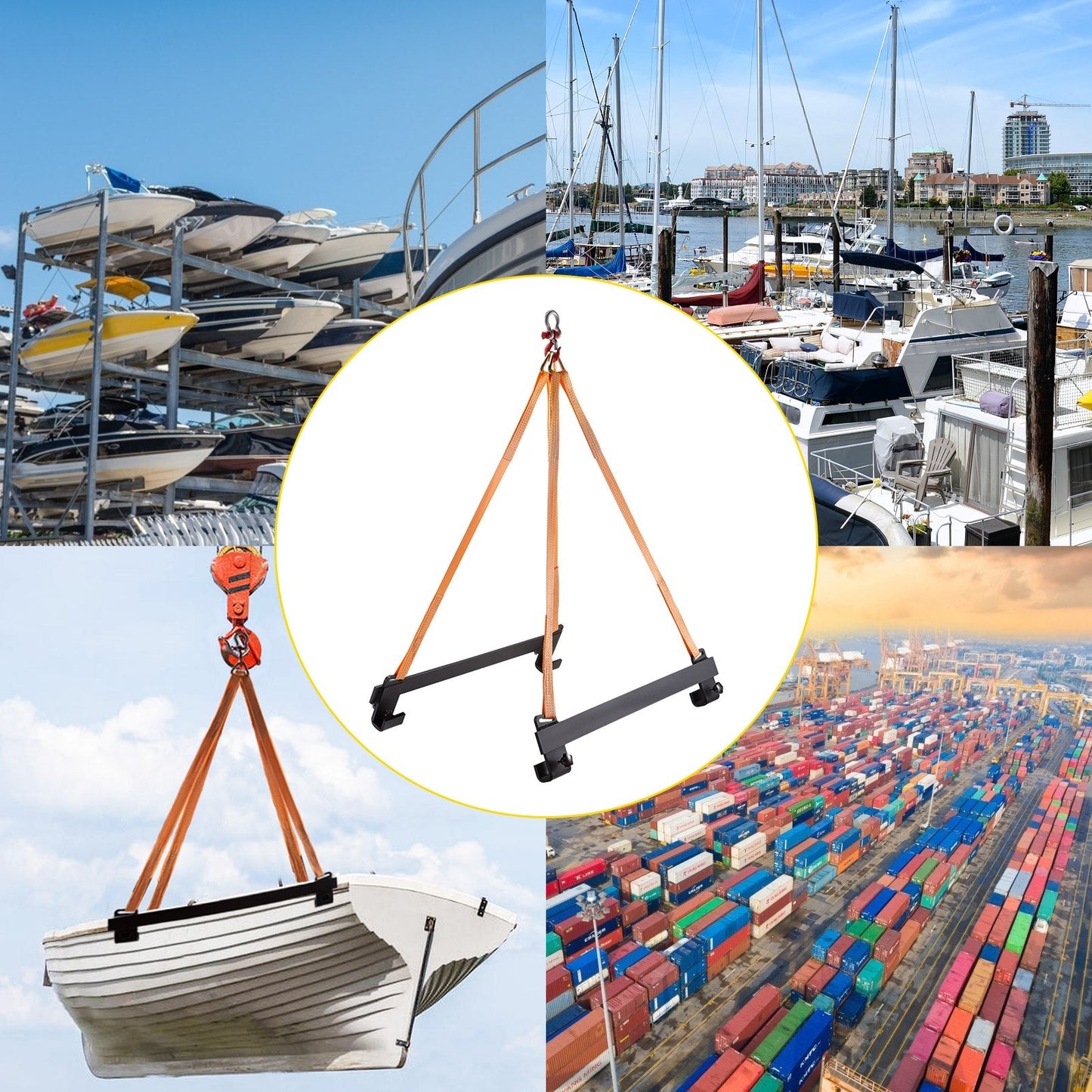 Heavy-Duty Jet Ski Lift Sling with 454 kg Capacity and Steel Brackets