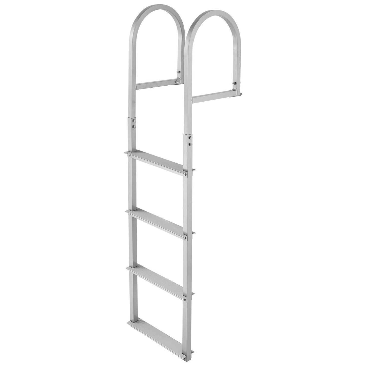 Removable Dock Ladder, 4 Steps, Aluminum Alloy Pontoon Boat Swim Ladder, with Non-Slip Wide Steps, 227 kg Weight Capacity, Quick Release Design, for Lake Swimming, Pool, Boat, Marine Boarding